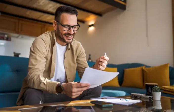 Man reviewing credit report
