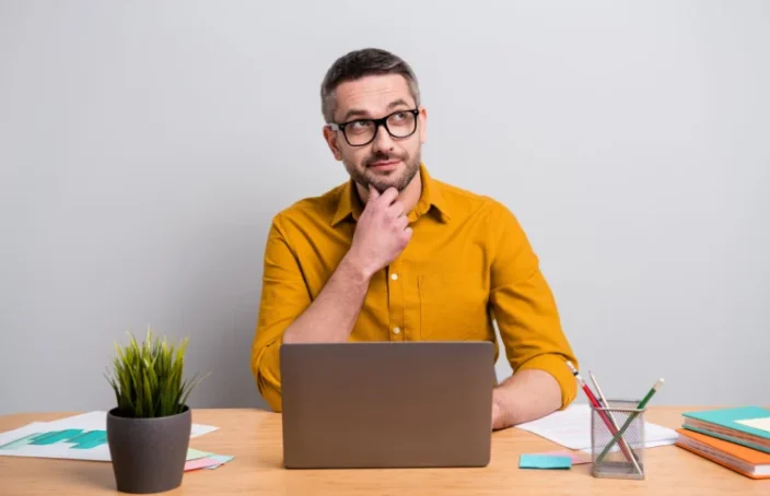 Man thinking about financial plan